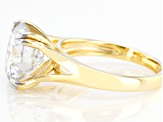 Moissanite Inferno cut 14k yellow gold over sterling silver ring 5.66ct DEW.