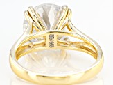 Moissanite Inferno cut 14k yellow gold over sterling silver ring 5.66ct DEW.