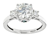 Moissanite And Blue Sapphire Platineve Engagement Ring 2.40ctw DEW