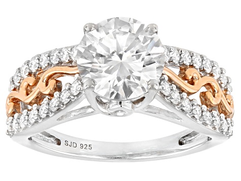 Moissanite Platineve And 14k Rose Gold Over Silver 
Ring 2.54ctw DEW