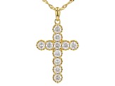 Moissanite 14k yellow gold over sterling silver cross pendant 1.76ctw DEW