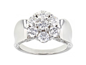 Moissanite Platineve Cluster Ring 1.61ctw DEW