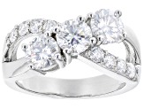 Moissanite Platineve Crossover Ring 2.20ctw DEW