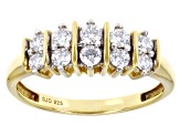 Moissanite 14k Yellow Gold Over Silver Pyramid Ring .48ctw DEW