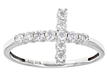 Picture of Moissanite Platineve Cross Ring .33ctw DEW.