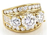 Moissanite 14k yellow gold over sterling silver ring 5.46ctw DEW