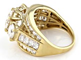 Moissanite 14k yellow gold over sterling silver ring 5.46ctw DEW