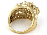 Moissanite 14k yellow gold over sterling silver ring 5.46ctw DEW