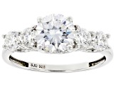 Moissanite Platineve Engagement Ring 1.84ctw DEW