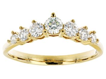 Picture of Moissanite 14k Yellow Gold Over Sterling Silver Chevron Ring .54ctw DEW