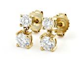 Moissanite 14k yellow gold over sterling silver 2 stone drop earrings 1.46ctw DEW