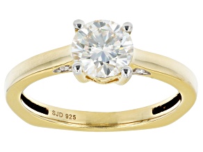 Moissanite 14k Yellow Gold Over Sterling Silver Promise Ring 1.04ctw DEW