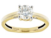 Moissanite 14k Yellow Gold Over Sterling Silver Ring 1.04ctw DEW