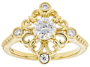 Moissanite 14k Yellow Gold Over Sterling Silver Ring .72ctw DEW