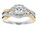 Moissanite platineve and 14k yellow gold over sterling silver ring 1.00ctw DEW