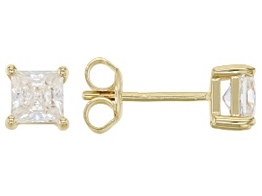 Moissanite 14k Yellow Gold Over Sterling Silver Stud Earrings 1.20ctw DEW.