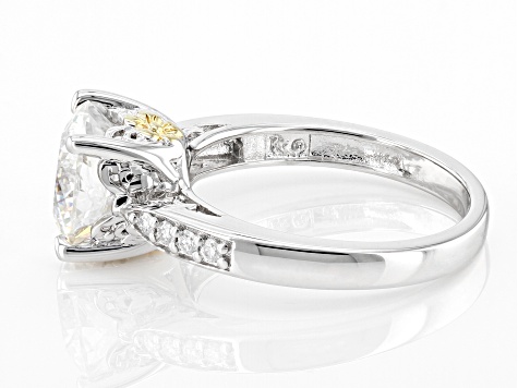 Moissanite Platineve Two Tone Ring 3.21ctw DEW.
