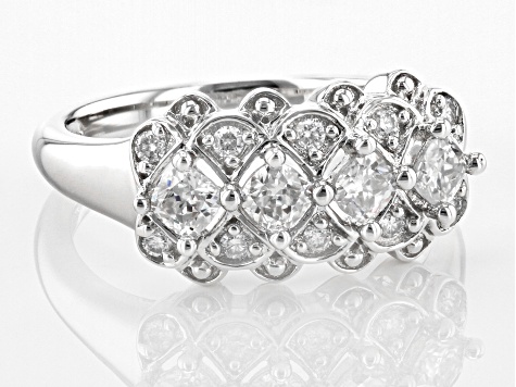 Moissanite platineve cluster ring .72ctw DEW