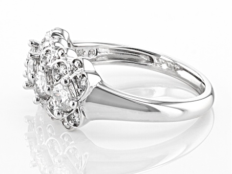 Moissanite platineve cluster ring .72ctw DEW