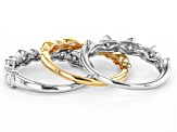 Moissanite platineve and 14k yellow gold over silver  set of 3 rings 1.50ctw DEW