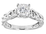 Moissanite platineve solitaire ring 1.30ct DEW