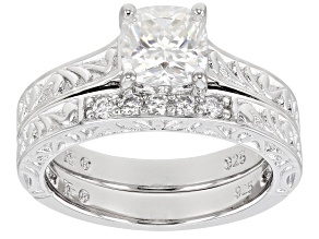 Moissanite platineve ring with band 1.45ctw DEW