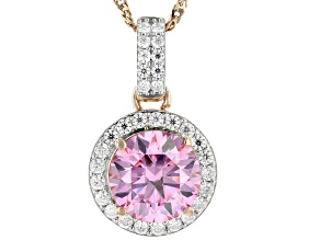Pink And Colorless Moissanite 14k Rose Gold Over Silver 2021 Holiday Pendant 3.22ctw DEW.