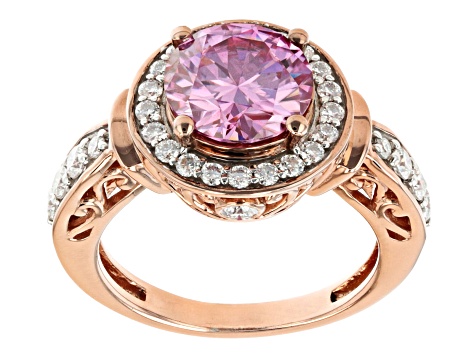 Pink And Colorless Moissanite 14k Rose Gold Over Silver 3.48ctw DEW.