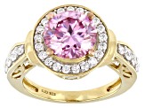 Pink And Colorless Moissanite 14k Yellow Gold Over Silver  3.48ctw DEW.