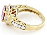 Pink And Colorless Moissanite 14k Yellow Gold Over Silver  3.48ctw DEW.