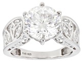 Moissanite Platineve Inferno Cut Engagement Ring 4.23ctw DEW