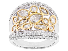 Moissanite platineve two tone cocktail ring 3.33ctw DEW