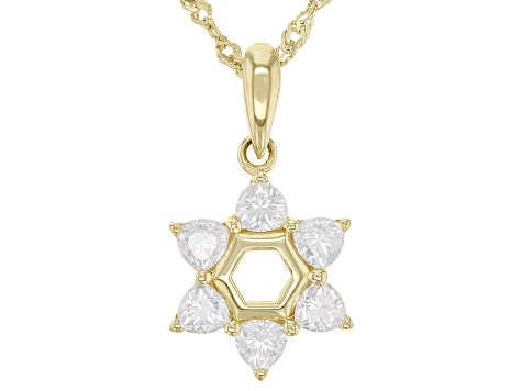 Moissanite 14k yellow gold over sterling silver star pendant .84ctw DEW.