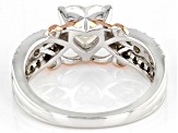 Moissanite platineve two tone heart ring 1.84ctw DEW