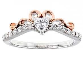Moissanite platineve two tone promise ring .51ctw DEW