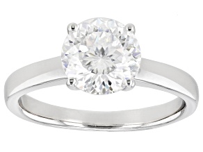 Moissanite Platineve Solitaire Ring 2.20ct DEW.