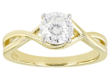 Picture of Moissanite 14k Yellow Gold Over Sterling Silver Solitaire Ring 1.20ct DEW.