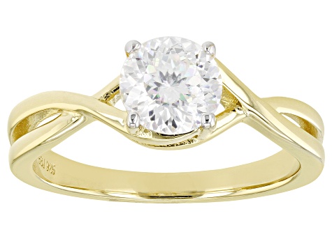 Moissanite 14k Yellow Gold Over Sterling Silver Solitaire Ring 1.20ct DEW.