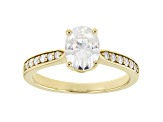 Moissanite 14k yellow gold over sterling silver ring 1.74ctw DEW.