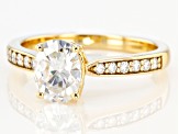 Moissanite 14k yellow gold over sterling silver ring 1.74ctw DEW.