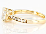 Moissanite 14k yellow gold over sterling silver ring 1.74ctw DEW.