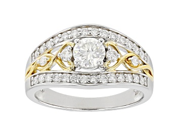 Picture of Moissanite platineve and 14k yellow gold over sterling silver two tone ring.88ctw DEW