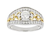 Moissanite platineve and 14k yellow gold over sterling silver two tone ring.88ctw DEW