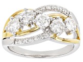 Moissanite platineve and 14k yellow gold over sterling silver ring 1.27ctw DEW.