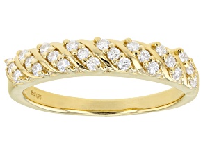 Moissanite 14k yellow gold over sterling silver band  ring .24ctw DEW