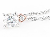 Moissanite platineve and 14k rose gold over sterling silver pendant .83ctw DEW.