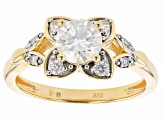 Moissanite 14k yellow gold over sterling silver ring .96ctw DEW.