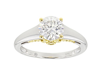 Picture of Moissanite platineve and 14k yellow gold over sterling silver ring 1.24ctw DEW.
