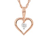 Moissanite 14k rose gold over sterling silver heart Pendant .23ct DEW