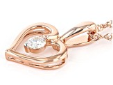 Moissanite 14k rose gold over sterling silver heart Pendant .23ct DEW
